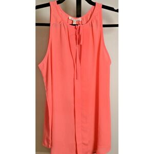 MONTEAU Los Angeles‎ Women's S Light Tank Top Mango Tie Front Accents Colorful